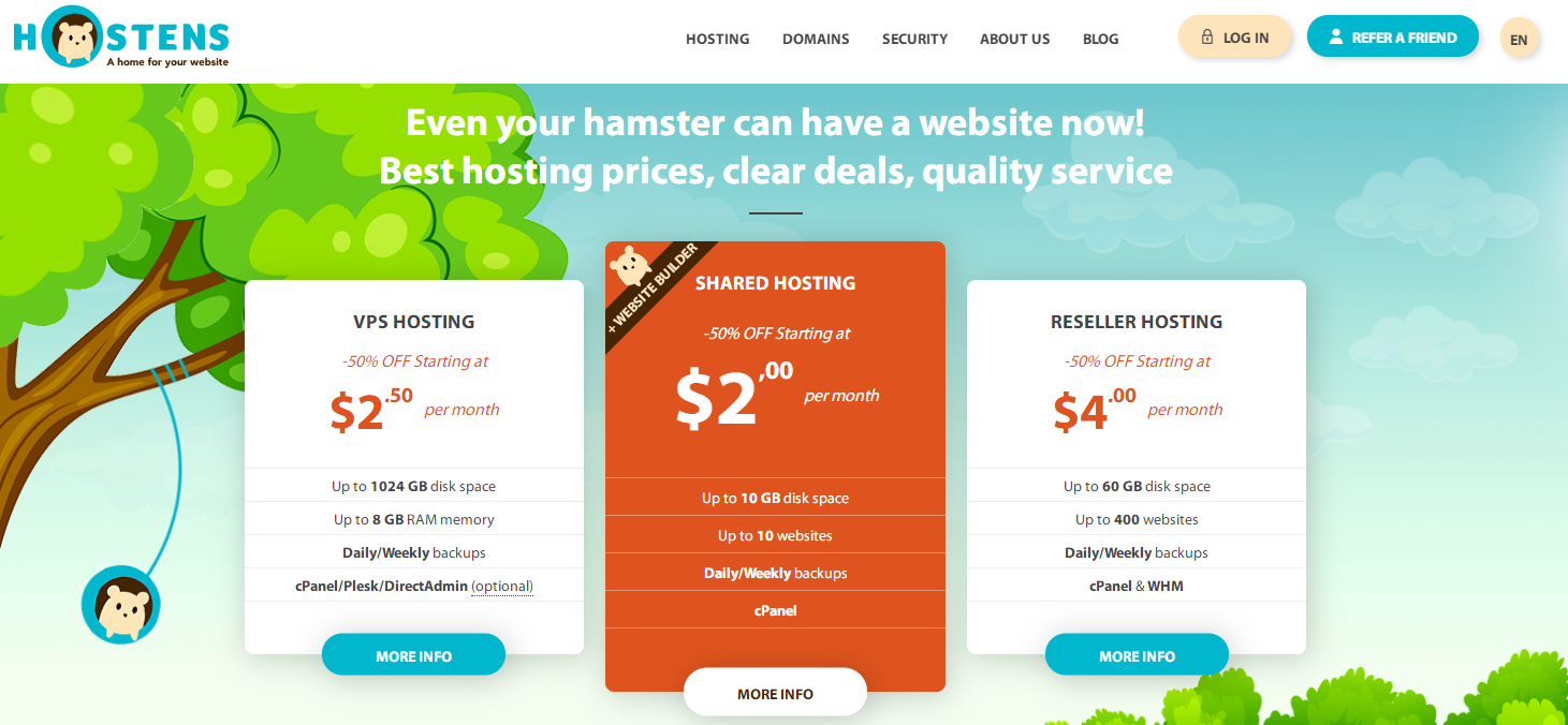 Hostens美国虚拟主机和VPS全场5折优惠 低至$2/月