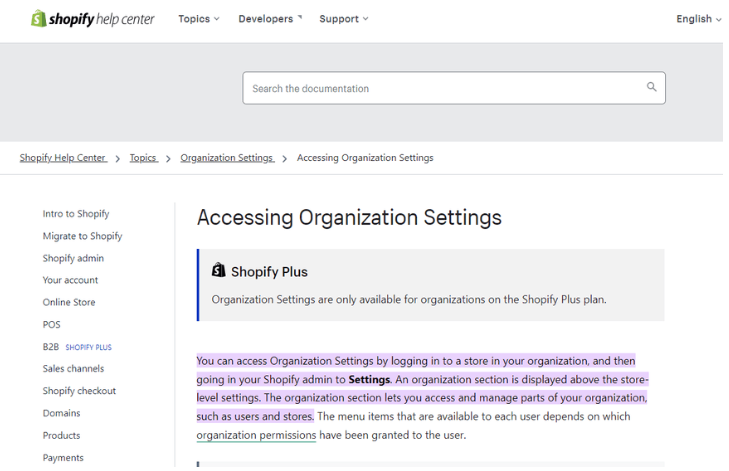 Shopify组织设置功能更新