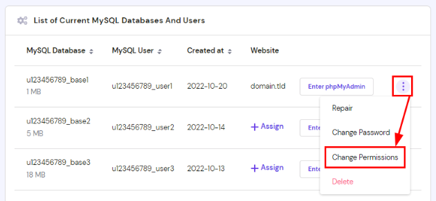 更改数据库用户的权限
