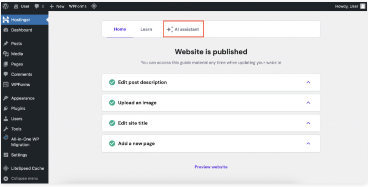 Hostinger人工智能助手插件使用教程