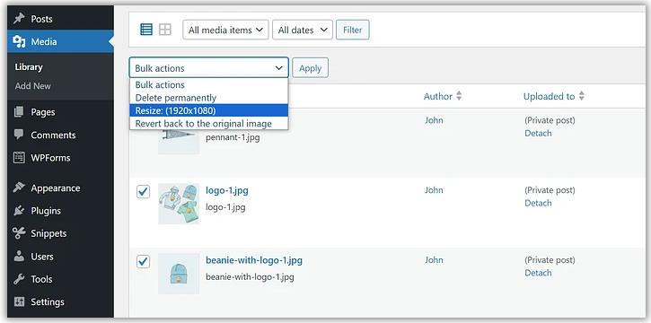 在WordPress中批量调整图片大小