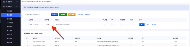 设置Gname域名解析IPv6地址