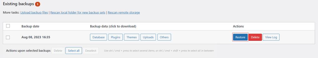 使用备份插件从备份中恢复WordPress网站的方法