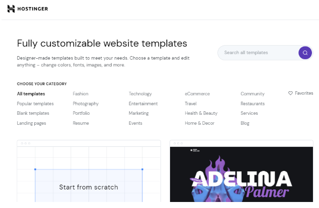 Hostinger网站构建器