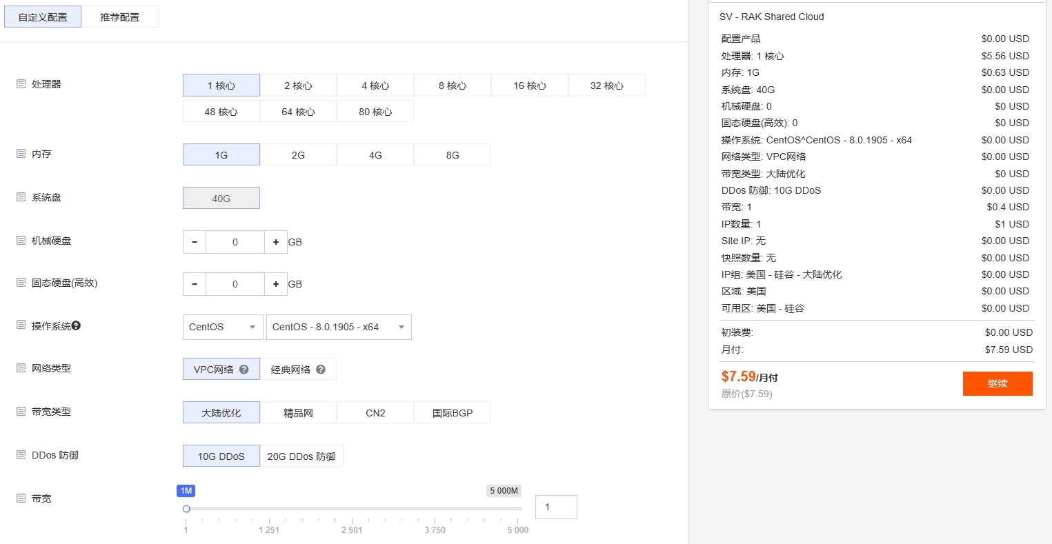 RAKsmart云服务器配置