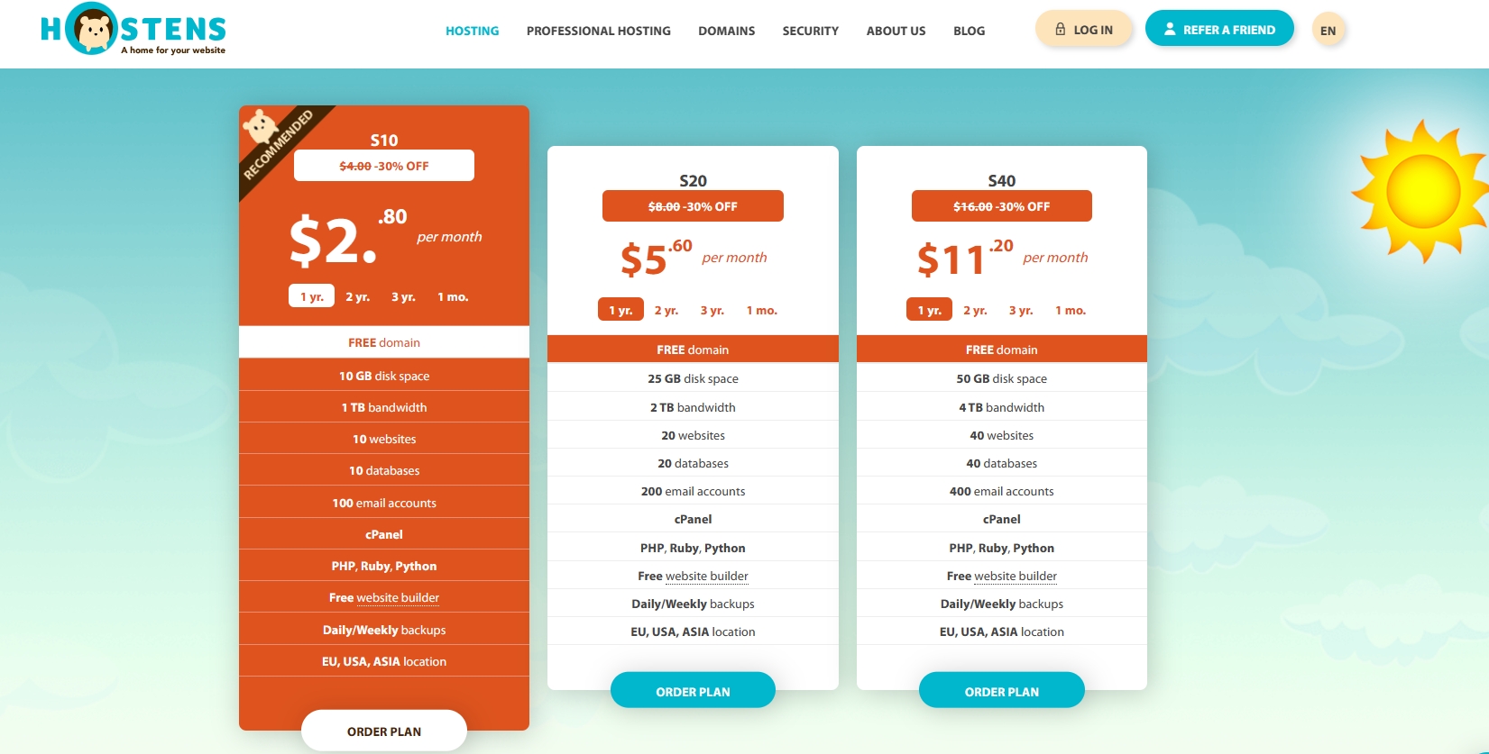 Hostens虚拟主机便宜套餐多少钱