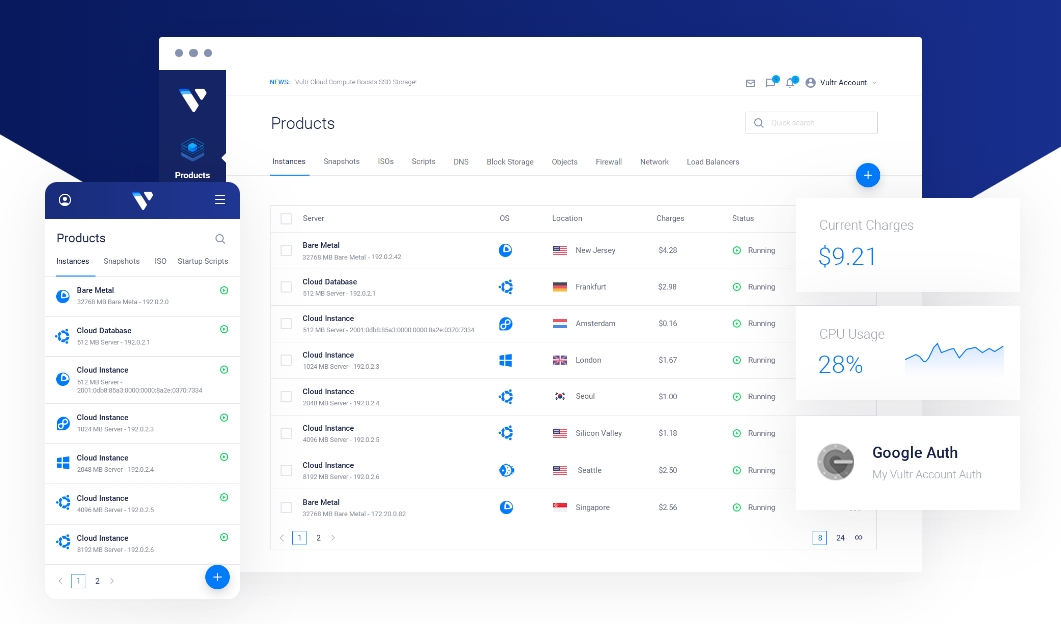 Vultr云服务器控制面板