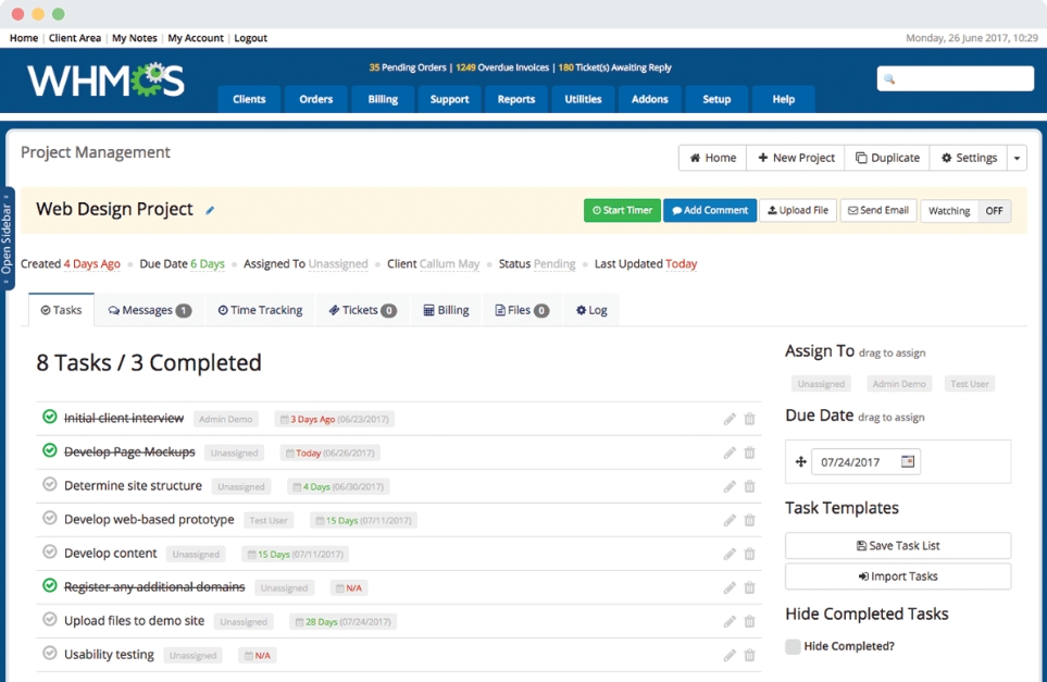 WHMCS项目管理插件