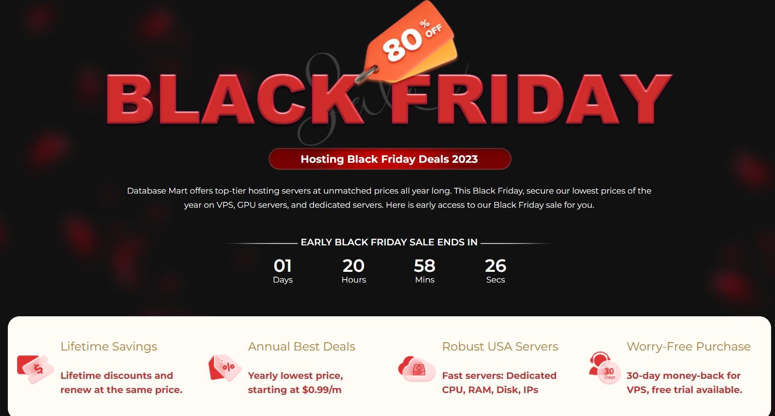 Database Mart: VPS/GPU/独服黑五优惠提前享 $0.99/月 2折起 原生美国IP 带宽不限流