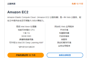 亚马逊云科技免费云服务器