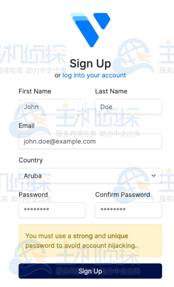 Vultr Creator仪表板注册页面