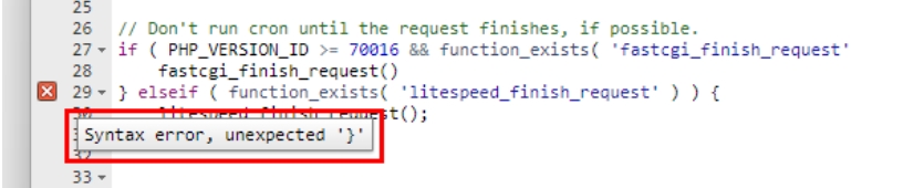 文件编辑器显示语法错误和错误描述