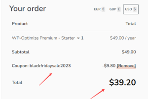 WP Optimize插件黑五活动