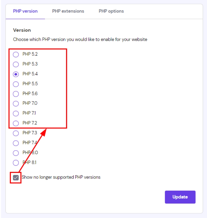 Hostinger上更改网站的PHP版本教程