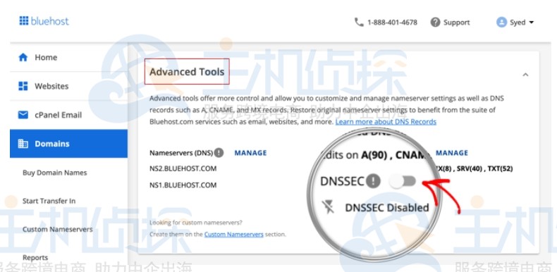 在Bluehost上禁用DNSSEC