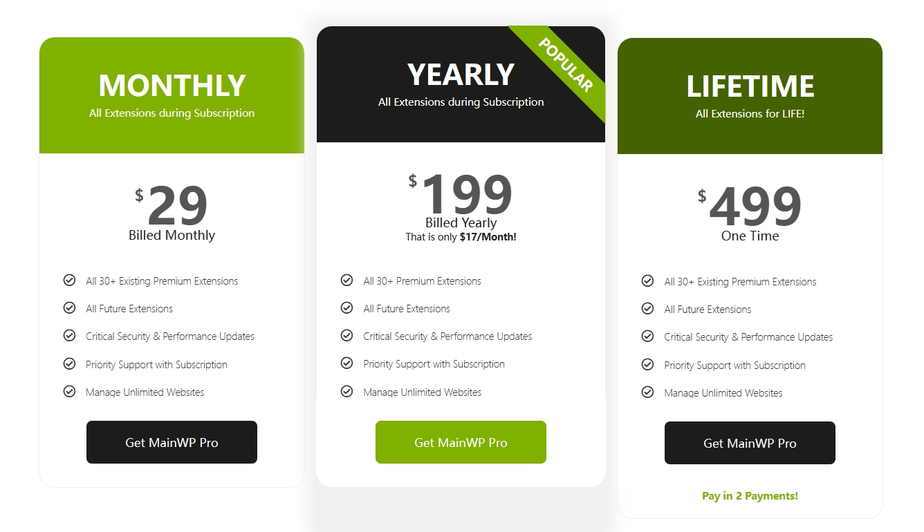 MainWP专业版套餐