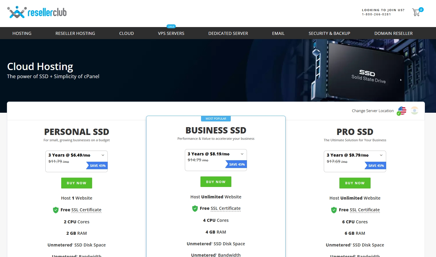 ResellerClub美国云主机