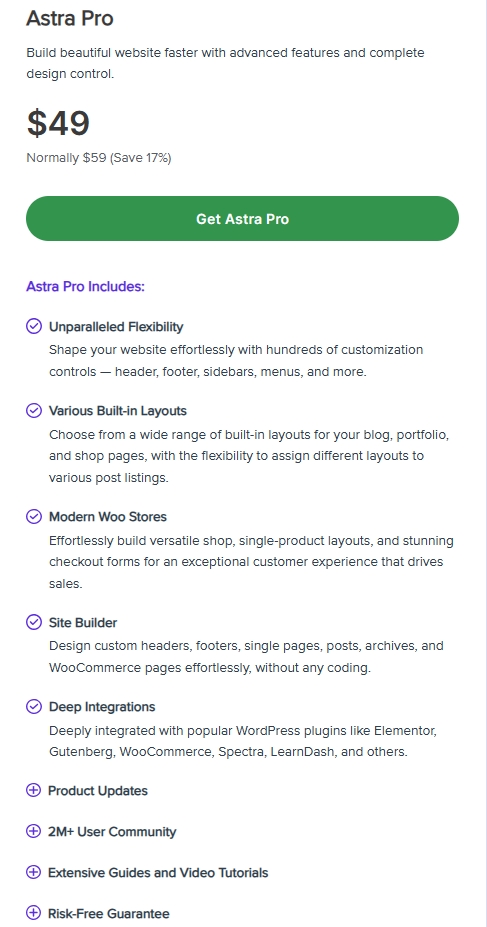 Astra Pro主题价格