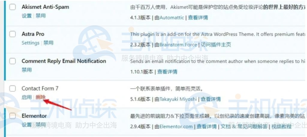 WordPress后台删除插件