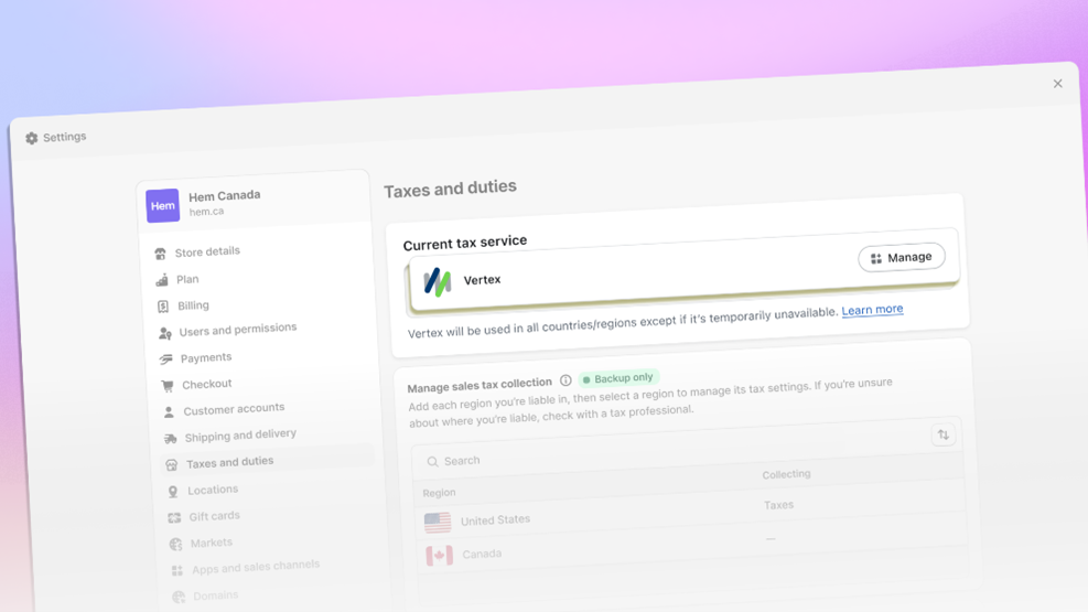Shopify全新税务管理平台