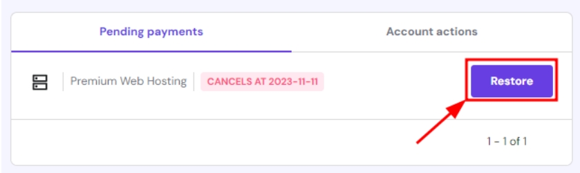 从Hostinger会员区的主页部分恢复过期的托管计划