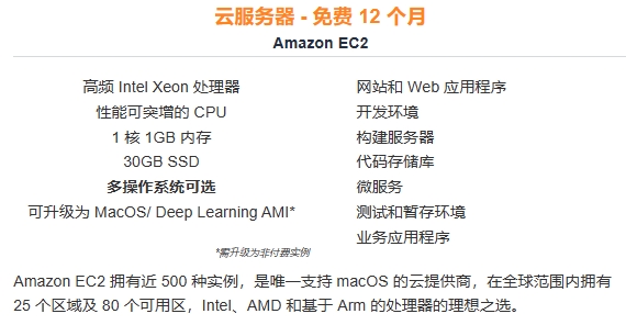 亚马逊免费云服务器套餐