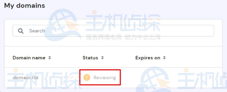 具有审查状态的域