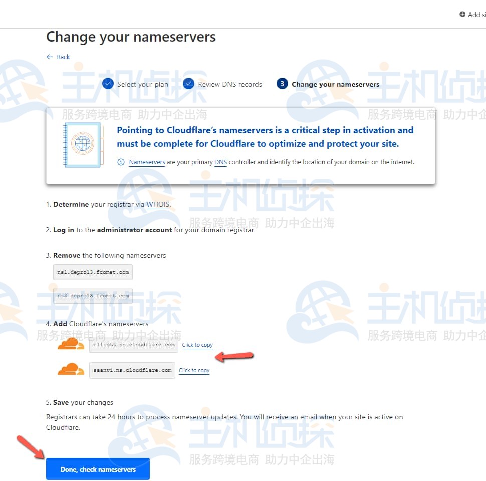 将CloudFlare与域名连接
