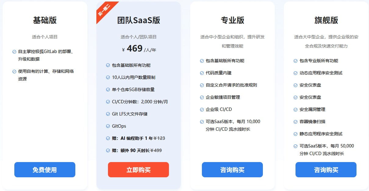 GitLab收费标准