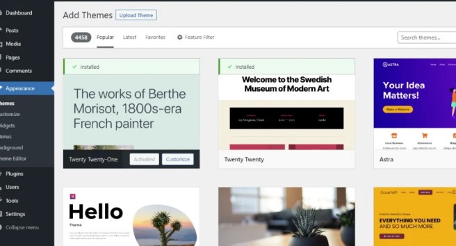 安装WordPress主题和插件