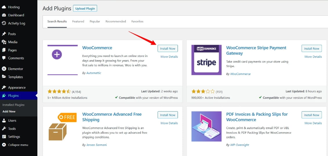 安装并设置Woocommerce