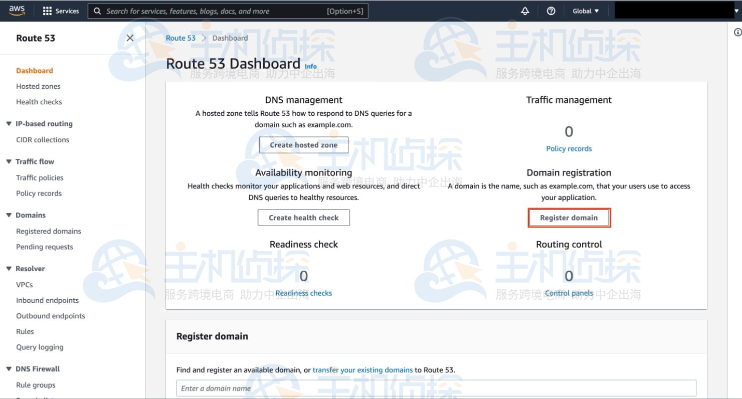 Amazon Route 53注册域名