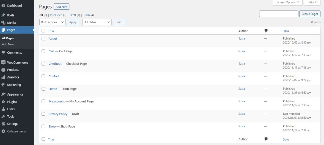 添加页面和产品