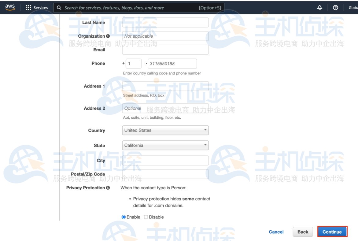 Amazon Route 53注册域名