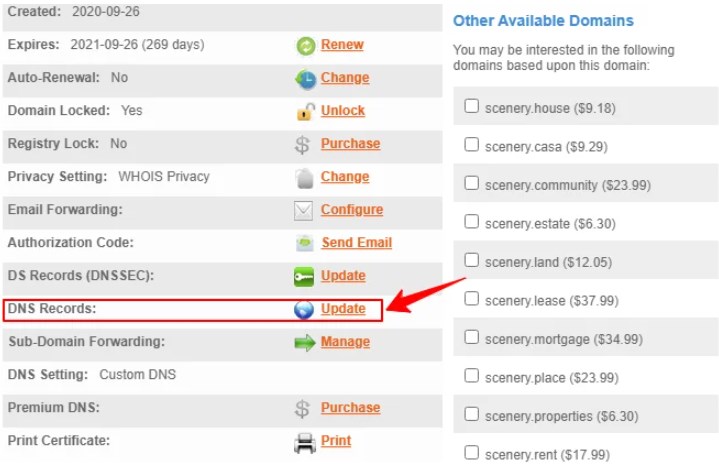 域名商后台设置DNS