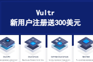 Vultr新用户注册送300美元