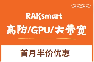 RAKsmart高防/GPU/大带宽服务器首月半价优惠