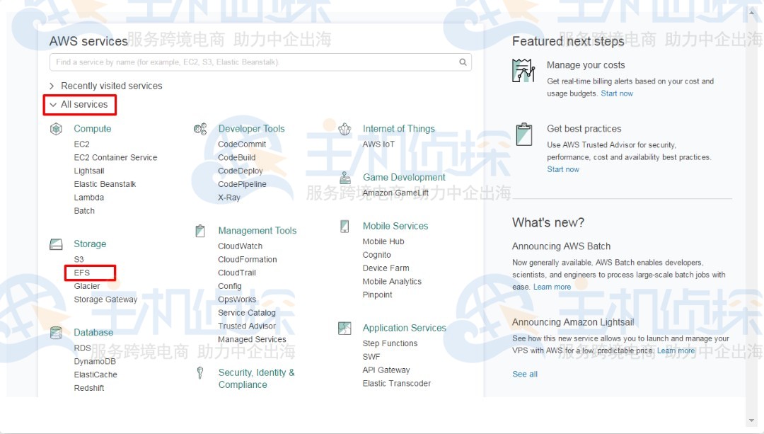 Amazon EFS创建网络文件系统