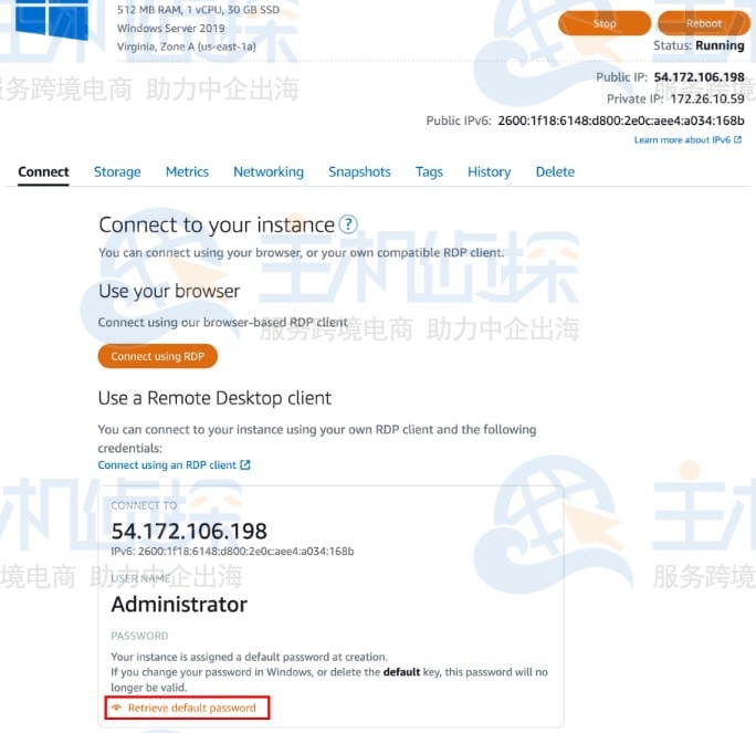 获取Windows Server 2019实例的管理员密码