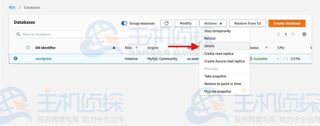 测试网站和清理资源