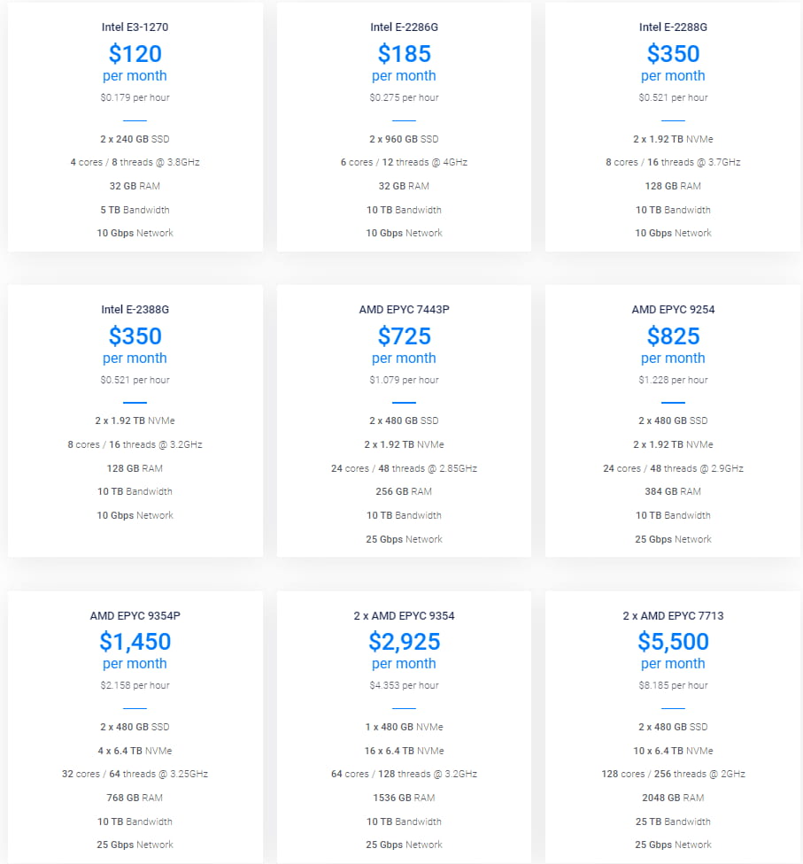 Vultr裸金属服务器CPU Compute方案