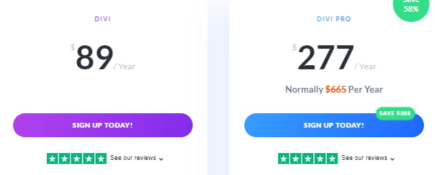 Divi年付套餐方案
