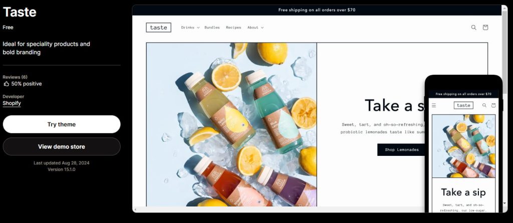 Shopify模板Taste