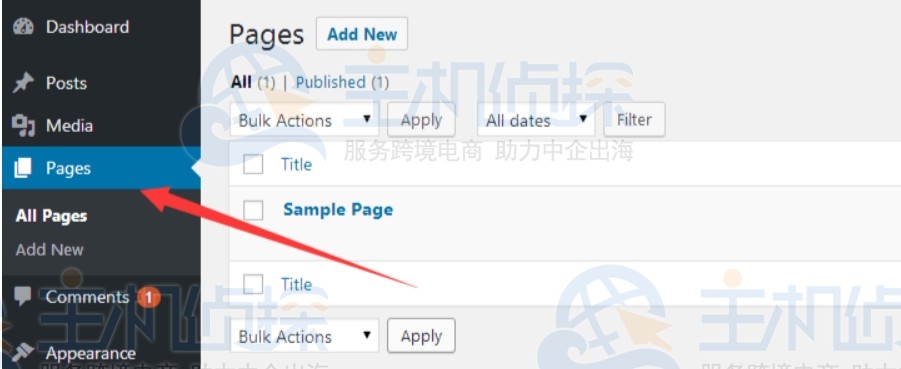 WordPress页面菜单