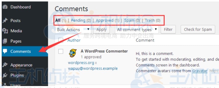WordPress评论菜单