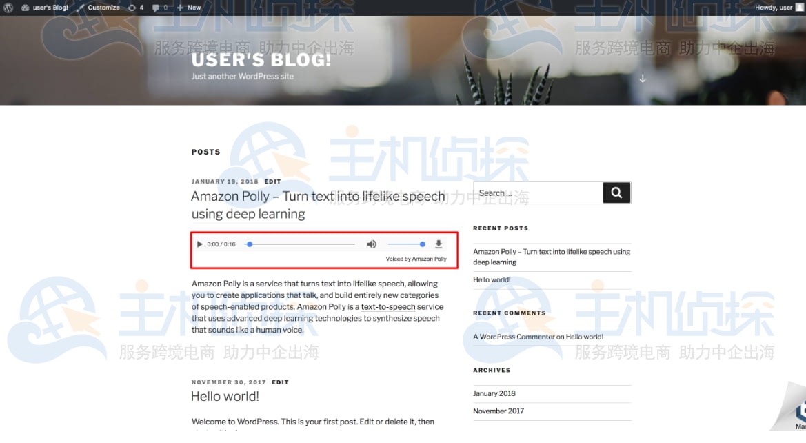 在WordPress上测试语音转文本功能