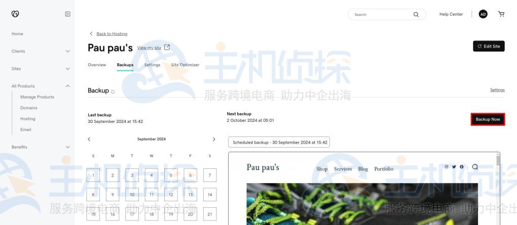 从GoDaddy导出网站