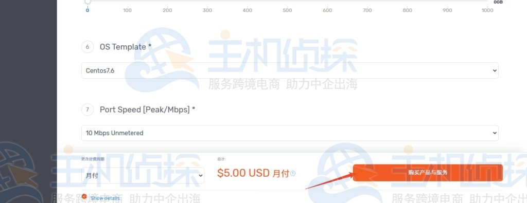 点击购买产品与服务按钮