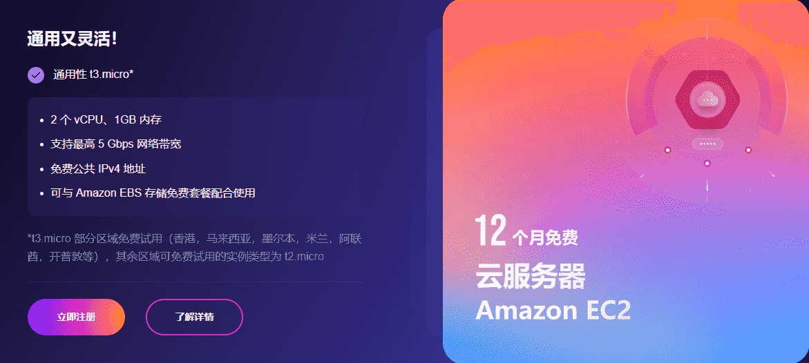 亚马逊云科技云服务器免费用