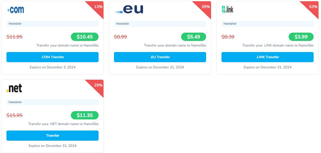 NameSilo域名转入优惠